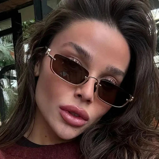 ONYX - Chic rectangle shades with metal half-frame — bold and timeless.